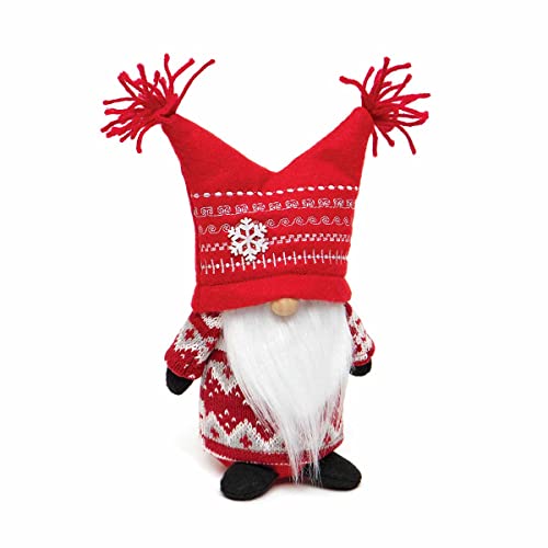 MeraVic Jester Gnome Red/White with Yarn Tassel Hat, Wood Nose, White Beard Sweater, Arms and Feet Small, Plush, Collectible Figurines, Gifts for Home Shelf D√©cor, 10 Inches - Christmas Decoration