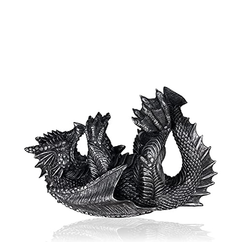 True Brands True Dragon Wine Bottle Holder | Fantasy Tabletop Statue, Gothic Wine Accessory, Soft Base Protects Tables, Pewter Color Finish