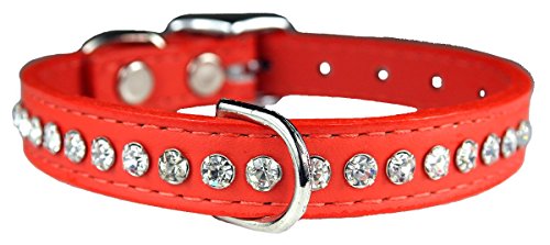 OmniPet 6087-OR16 Signature Leather Crystal and Leather Dog Collar, 16", Orange