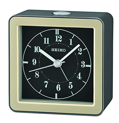Seiko Gatsby Bedside Alarm Clock, Metallic Dark Silver