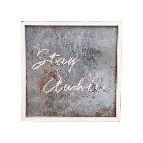 Blossom Bucket Stay Awhile Sign, 19-inch Length