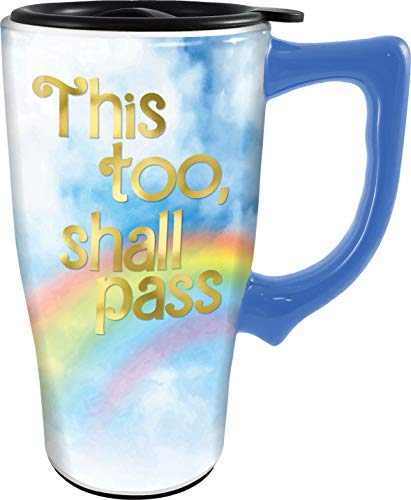 Spoontiques This Too Shall Pass Ceramic Travel Mug, 18 oz, Multicolored