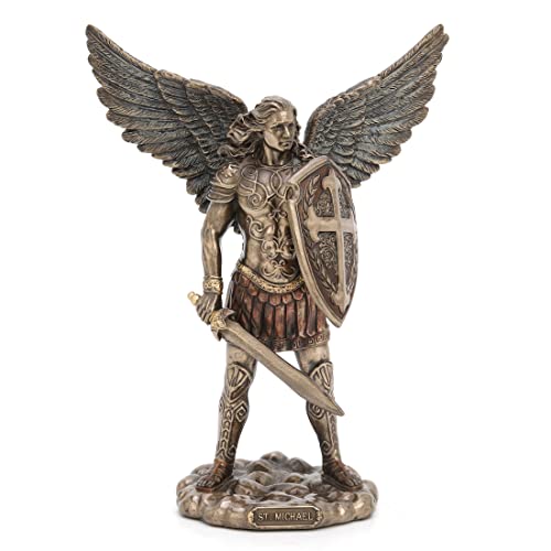 Unicorn Studio Veronese Design 7 3/4" Archangel Saint Michael Sword and Shield Resin Sculpture Cast Bronze Finish