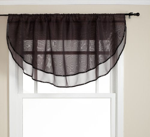 Belle Maison Stylemaster Elegance Sheer Voile, 60" X 24" | Ascot Valance, Onyx