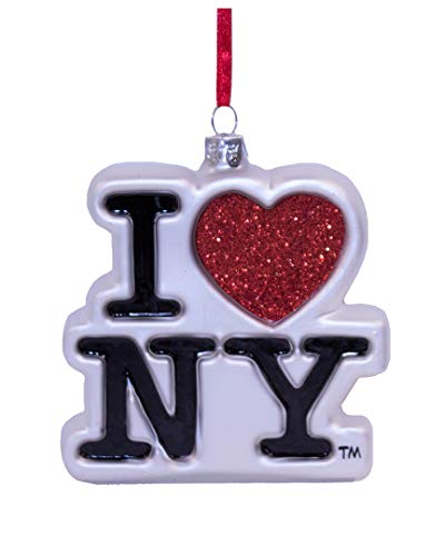 I Love New York Kurt Adler Glass Ornament, 3.75-Inch