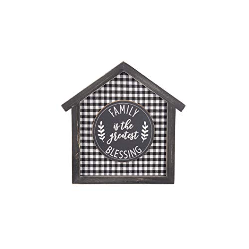 Ganz CB175018 Black and White Gingham Family is The Greatest Blessing House Wall Decor, 11-inch Height