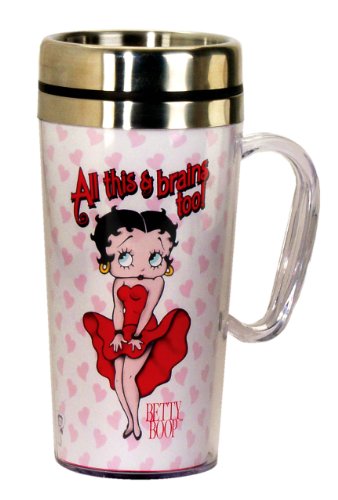 Spoontiques Betty Boop Brains Insulated Travel Mug, White