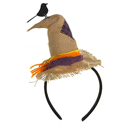 Amscan Suit Yourself Scarecrow Hat Headband, Halloween Costume Accessory, Burlap, 6" W x 6" H