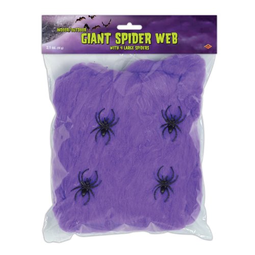 Beistle FR Giant Spider Web (purple; 4 - 2 spiders included) Party Accessory (1 count) (2.1Ozs/Pkg)