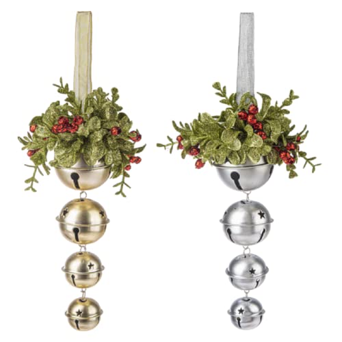 Ganz Mistletoe Jingle Bell Door D‚Äö√†√∂¬¨¬©cor, 9-inch Height, Metal, Set of 2