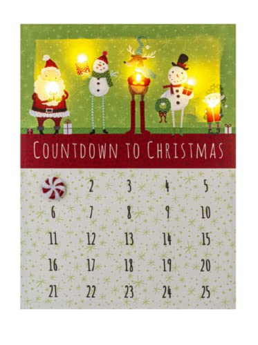 Ganz MX185413 LED Light Up Holiday Advent Calendar - Countdown to Christmas, 15.75-inch Height, Canvas and MDF