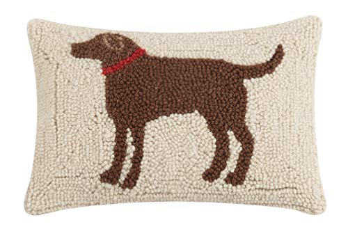 Peking Handicraft 30JES1458C12OB Brown Dog Wool and Cotton Pillow, 8 X 12 inch