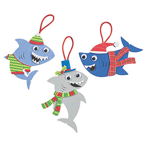 Fun Express Christmas Shark Ornament Craft Kit -12 - Crafts for Kids and Fun Home Activities