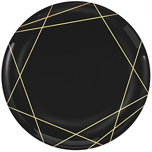 Amscan Geo Plastic Plate - 10 1/2" | Black & Gold | 20 Pcs.
