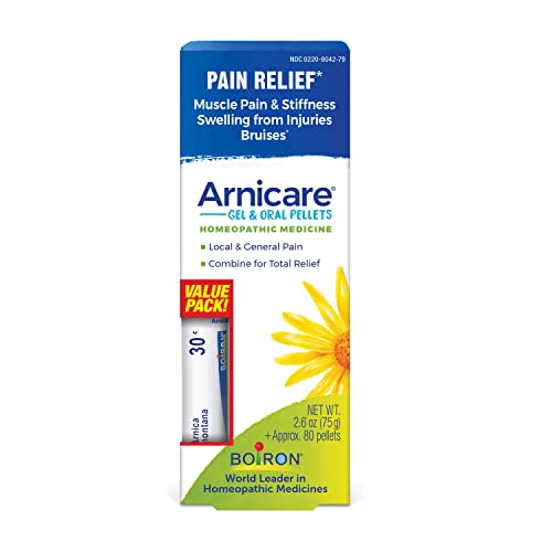 Boiron Arnicare Value Pack 2.6 Ounce (Pack of 1) Gel + 80 Pellet Tube Homeopathic Medicine for Pain Relief