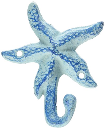 Moby Dick Specialties TGL Direct Cast Iron Wall Hook Blue Starfish Design 4.75" Tall