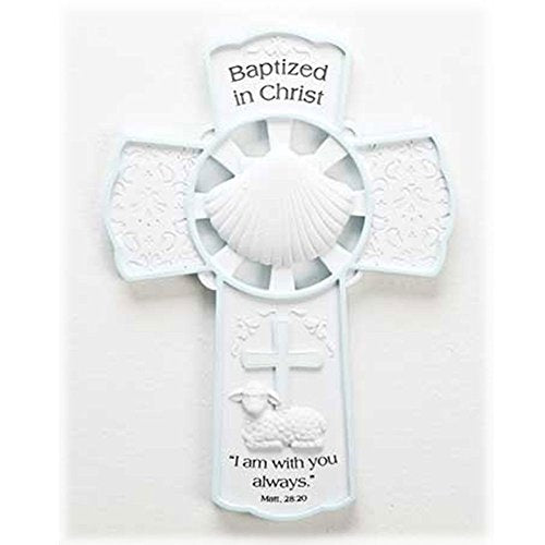 Roman 09556X Wall Cross Baptized In Christ White Blue 7.75 In.