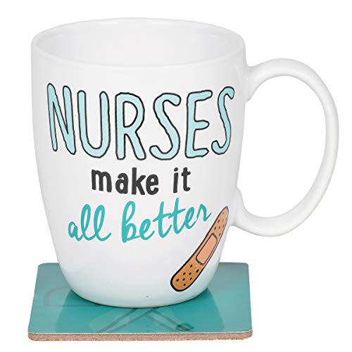 Enesco Our Name is Mud Nurse Mug with Coaster Set, 3.75-in High