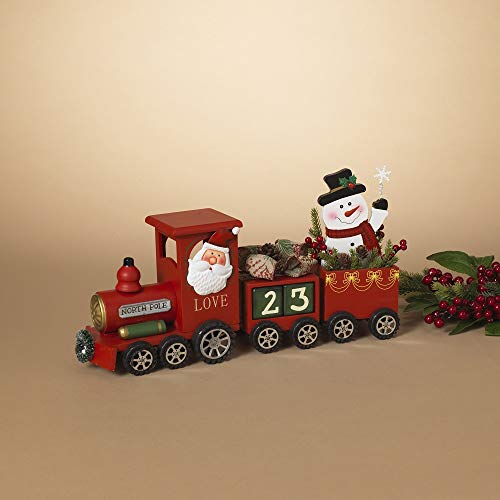 Gerson 2601070 Wood Holiday Train Countdown Calendar with Santa and Snowman 16.5" L
