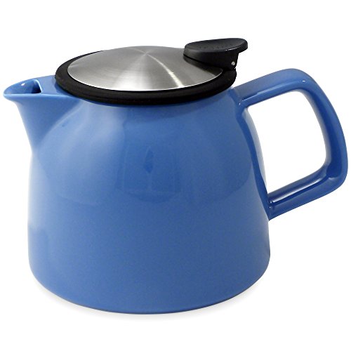 FORLIFE Bell Ceramic Teapot with Basket Infuser 26-Ounce/770ml, Blue