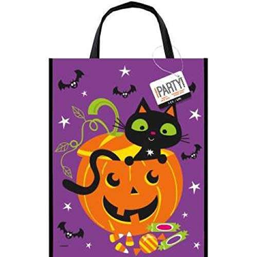 Unique Industries Cat & Pumpkin Plastic Tote Bag - 1 Pc