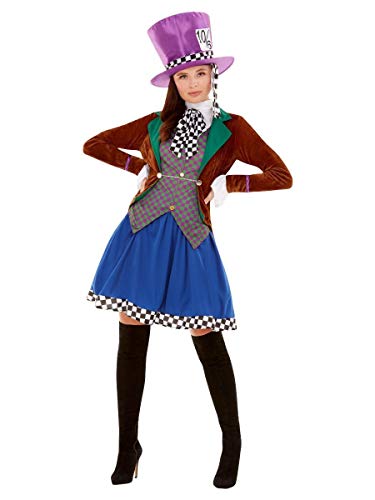 Smiffys 42" Brown and Blue Miss Hatter Women Medium Fancy Dress Costume