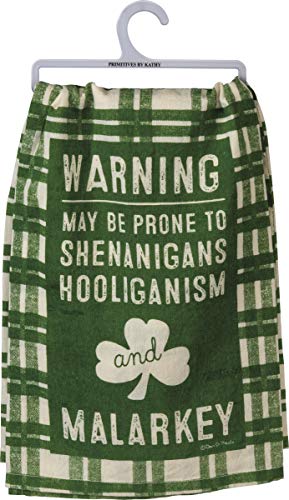 Primitives By Kathy 105294 May Be Prone to Shenanigans Dish Towel, 28-inch High, Green