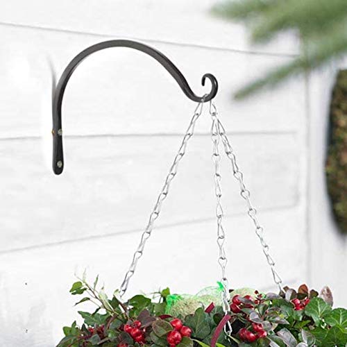 ecofynd 1 Pack Metal Wall Hook Hanging Plant Bracket | Decorative Straight Plant Hanger for Bird Feeders, Planters, Lanterns, Macrame, Wind Chimes Indoor Outdoor, Black