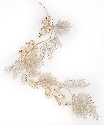 Giftcraft 683082 Christmas Champagne Leaf Garland, 47.24-inch Length, Plastic and Iron