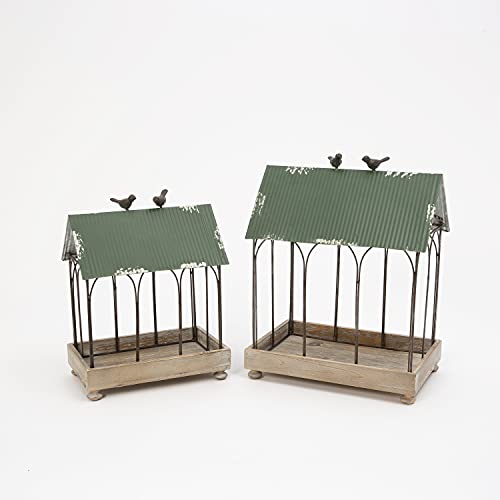 Gerson International 2574010 Decorative Houses, Set of 2, Metal and Wood