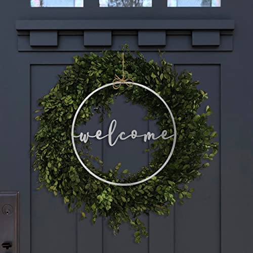 ROCC RUSTED ORANGE CRAFTWORKS CO. Welcome Circle Greeting Script Sign for front porch -15" - farmhouse welcome home sign rustic welcome sign for door welcome home sign porch bienvenidos