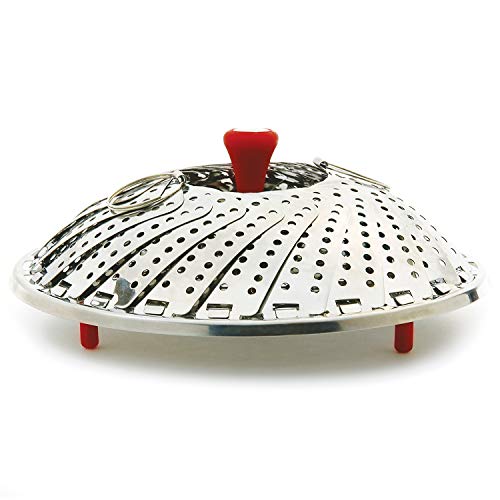 Norpro 177 Large Vegetable Steamer with Detachable Silicone Post, Red, One Size, As Shown