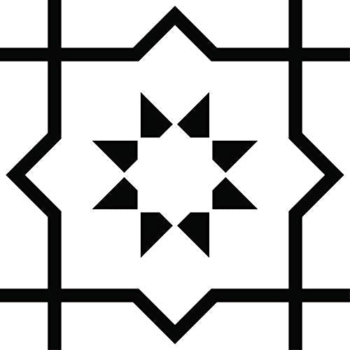 Black and White Tile Stickers by Mi Alma Peel and Stick Tile Stickers 24 PC Set backsplash Tile Decals Bathroom & Kitchen Vinyl Wall Decals Just Peel Stick Home Decor (Star Black and White, 6x6 Inch)