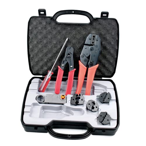 Comfy Hour Jolly Handy Tools Collection Compact Tool Kit with VDV Tools Crimper, Coaxial Stripper, Cutter and Die Set, Metal
