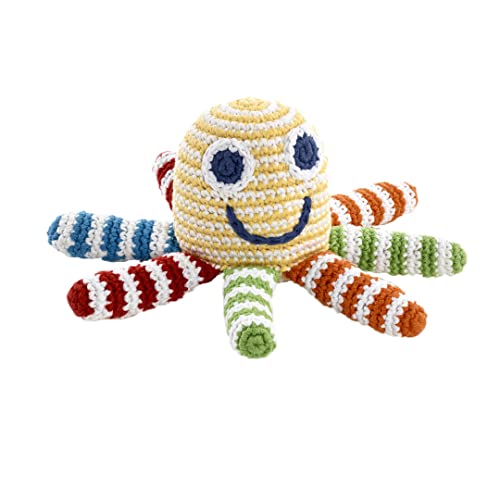 Pebble Fair Trade, Hand Made Rattle - Yellow Octopus