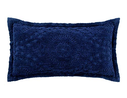 Better Trends Rio Collection is super soft and light weight in Floral Design 100 Percent Cotton Tufted Unique Luxurious Machine Washable Tumble Dry, King Sham, Navy
