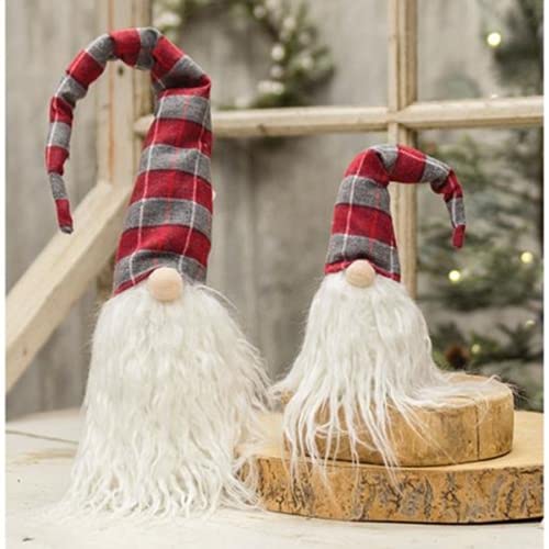 CWI Red/Gray Plaid Gnome Ornament