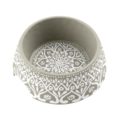 TarHong Boho Medallion Pet Bowl, Medium, Taupe, 7.1 x 2.8, 2.5 Cups, Melamine, Set of 2