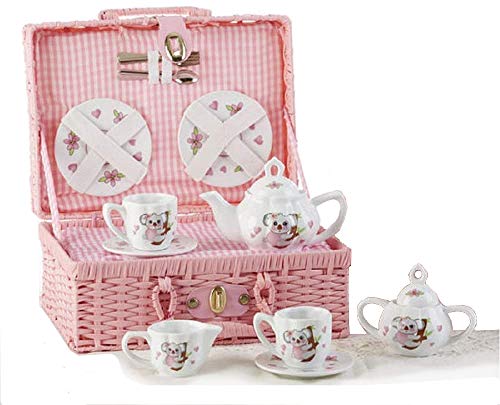Delton Product Porcelain Tea Set in Basket Koala Kitchenware