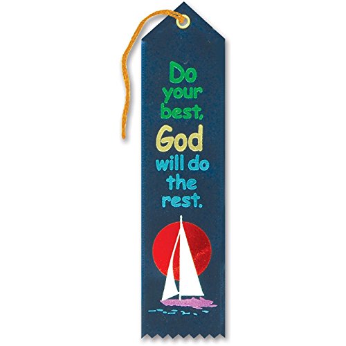 Beistle"Navy Blue""Do Your Best God Will Do The Rest"" Fabric Ribbon Bookmark - 1pc"