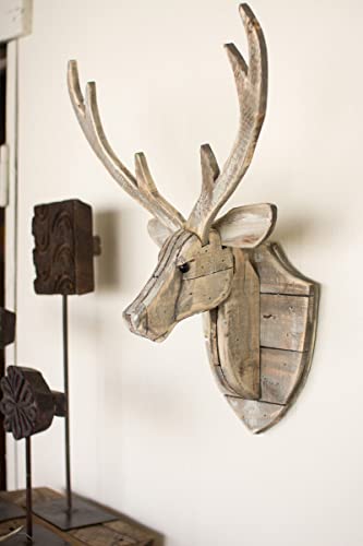 KALALOU CGU2225 RECYCLED WOODEN DEER HEAD WALL HANGING