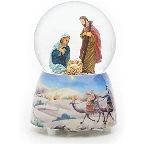 Roman Holy Family Nativity Musical Silent Night Christmas Snow Water Globe