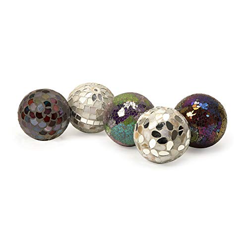 IMAX 1994-5 Abbot Mosaic Deco Balls - Set of 5 Ball Sculpture Figurines as Decorative Accessories for Parties, Banquet Halls, Reception Areas. Craft Supplies