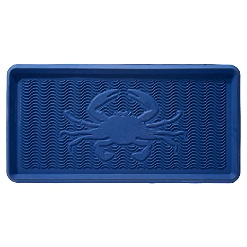 Larry Traverso Crab Rubber Boot Tray, 32 x 16 inches, One-Piece Seamless Construction, Durable Vulcanized Rubber, Year Round Use Indoors or Outdoors, Blue