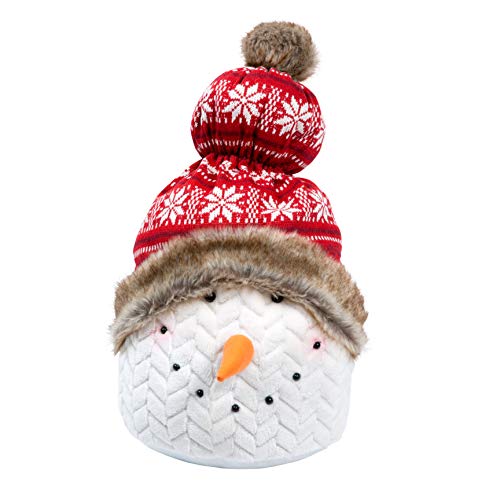 Pavilion Gift Company Pavilion-Merry-20 Inch Christmas Holiday Snowman with Plaid Hat Door Stopper, White