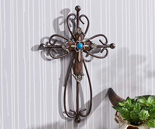 Giftcraft 087765 Sculpted Metal Western Design Wall Cross, 12.4-inch Height