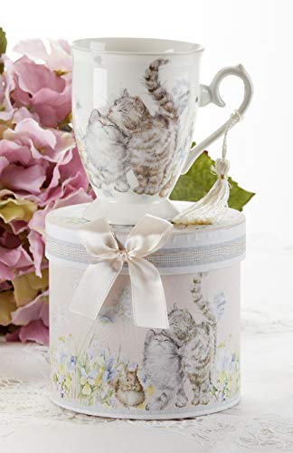 Delton 8148-1 Cat Squirrel Friends Porcelain Mug in Box, 5-inch Height