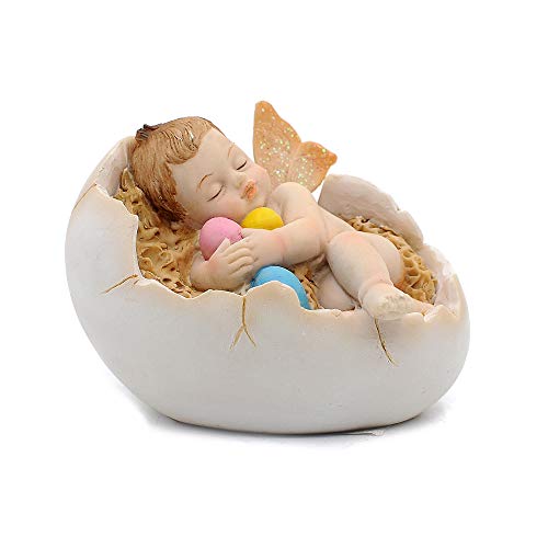 Comfy Hour Sweet Newborn in Peace Collection Peaceful Sleeping Baby Angel in Egg, Polyresin Figurine