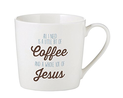 Creative Brands Faithworks - Inspirational White Bone China Caf√© Mug / Cup, 14-Ounce, Jesus & Coffee