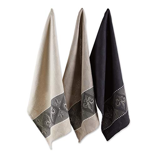 DII Design Cotton French Jacquard Dish Towels, Set of 3, Decorative Tea Towels for Everyday Kitchen Cooking and Baking-French Macaroons